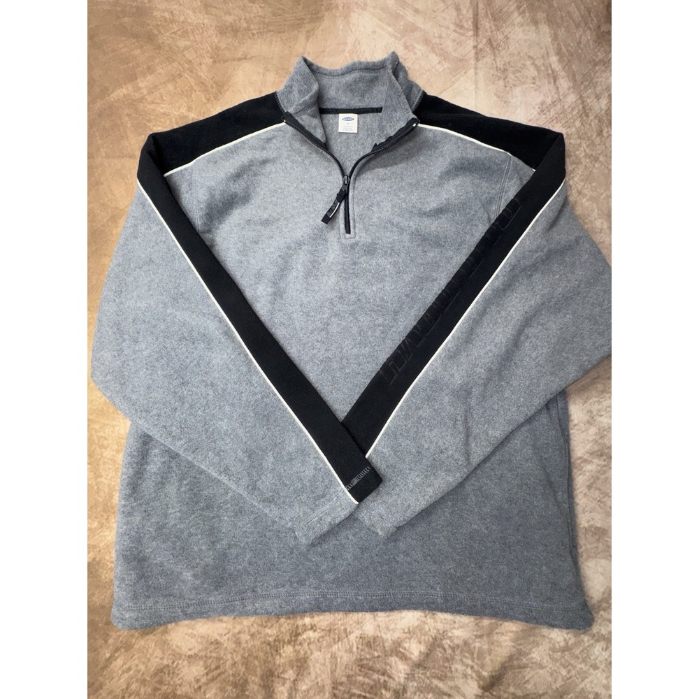 Old Navy Mens Extra Large XL Pullover Sweater Gray Polyester 1/4 Zip Mens